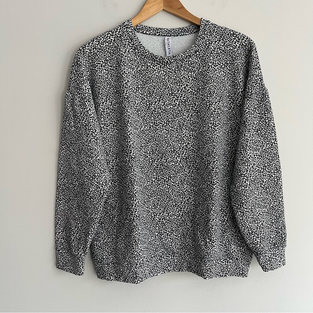 Athleta Studio Street Black And White Leopard Print Sweatshirt Medium